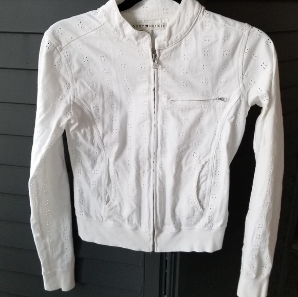 tommy hilfiger white bomber jacket